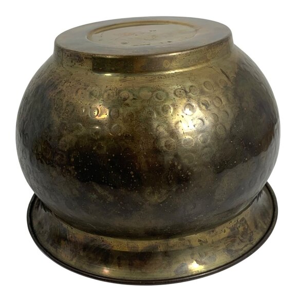 VTG Patina Hand-Hammered Brass Bowl Planter Pot Spittoon Decorative Accent Piece - Picture 9 of 12